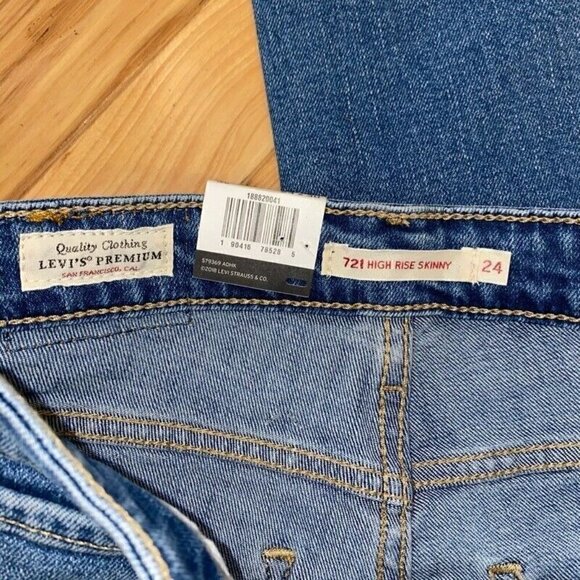 NEW Levi's Big E 721 High Rise Skinny Jeans 24 - Picture 6 of 8